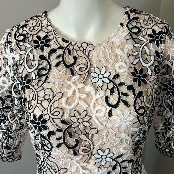 Shoshanna Lupe Guipure Lace Dress Flutter Short Sleeve Anthro Sz 4 Pale Pink NEW - Picture 5 of 16